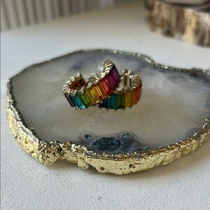 Rainbow Crystal Hoop Earrings
